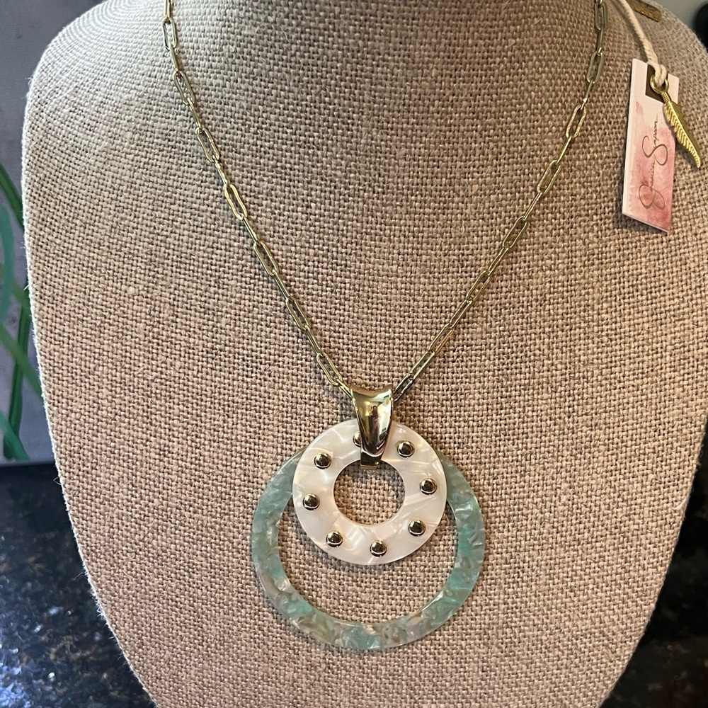 Jessica Simpson Multicolor Double Ringed Pendant Necklace
